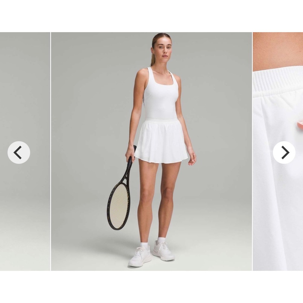 Lululemon Narrow Waistband Pleated Skort Tennis Skirt White Pocket S